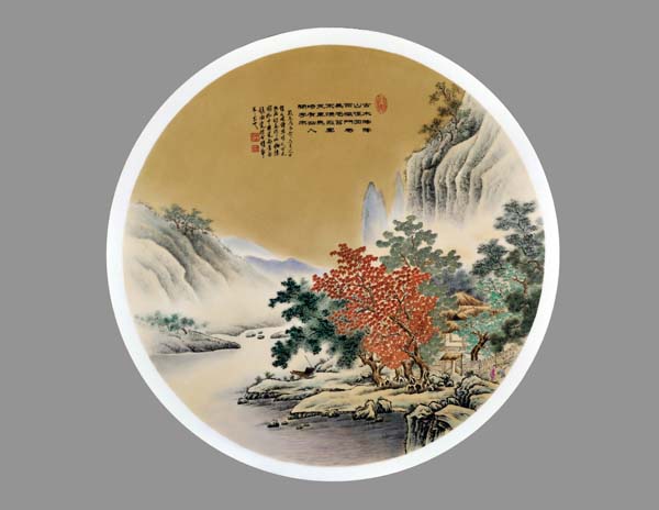 古雅彩瓷盘